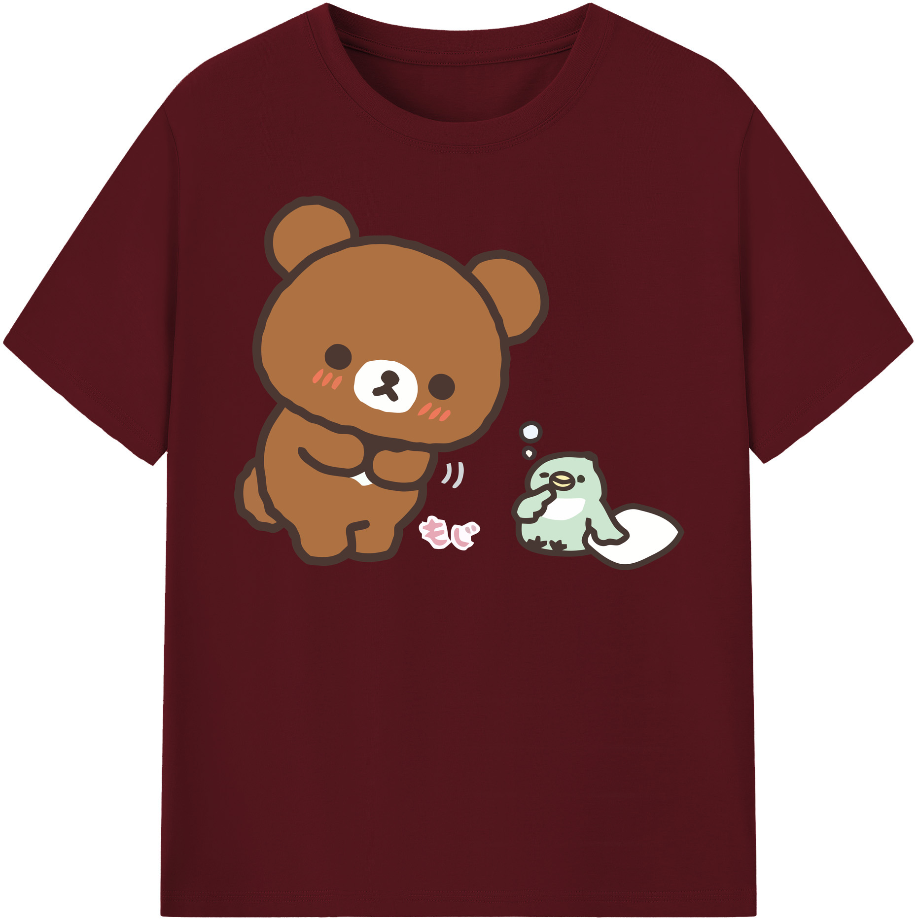 （画像用） リラックマ リラックマ キイロイトリ Rilakkuma Korilakkuma Kiiroitori 綿100％半袖Tシャツ（フロントプリント）